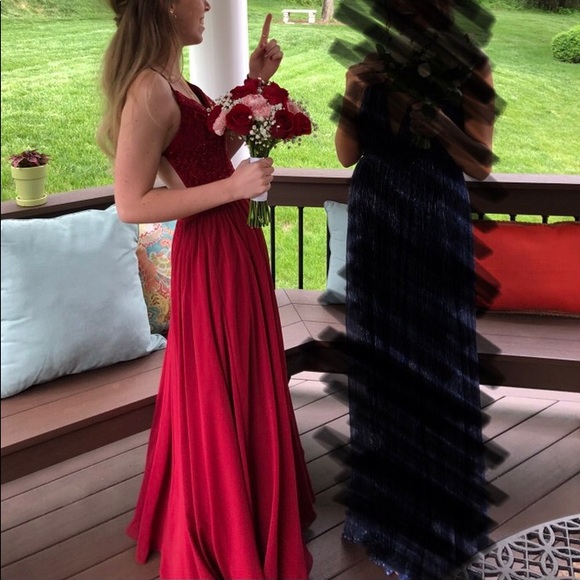 PROMGIRL BURGUNDY/RED PROM DRESS WORN ONCE - Picture 2 of 6